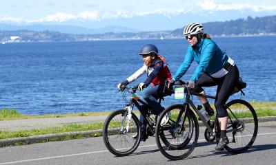 Ride for Major Taylor participants ride in beautiful Tacoma past Puget Sound.